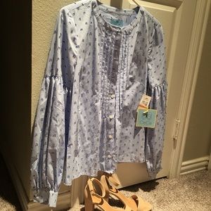 CeCe Button Down Blouse Blue Skies NWT ✨